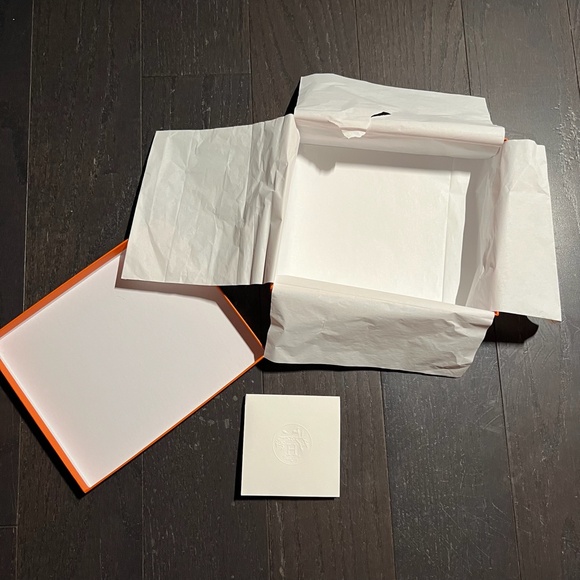 Hermes medium empty box case decoration storage orange tissue + book - Picture 8 of 11
